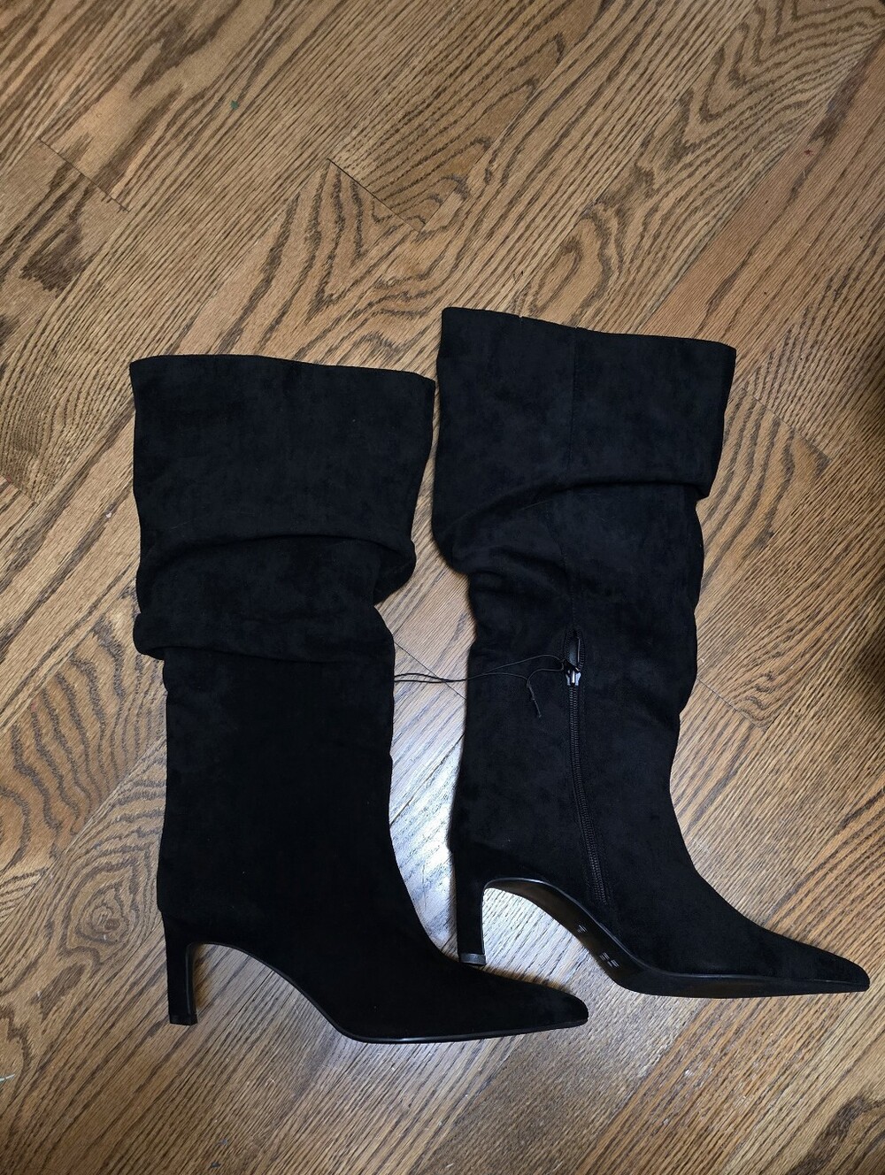 Black Slouchy Mid-Heel Women's Boots